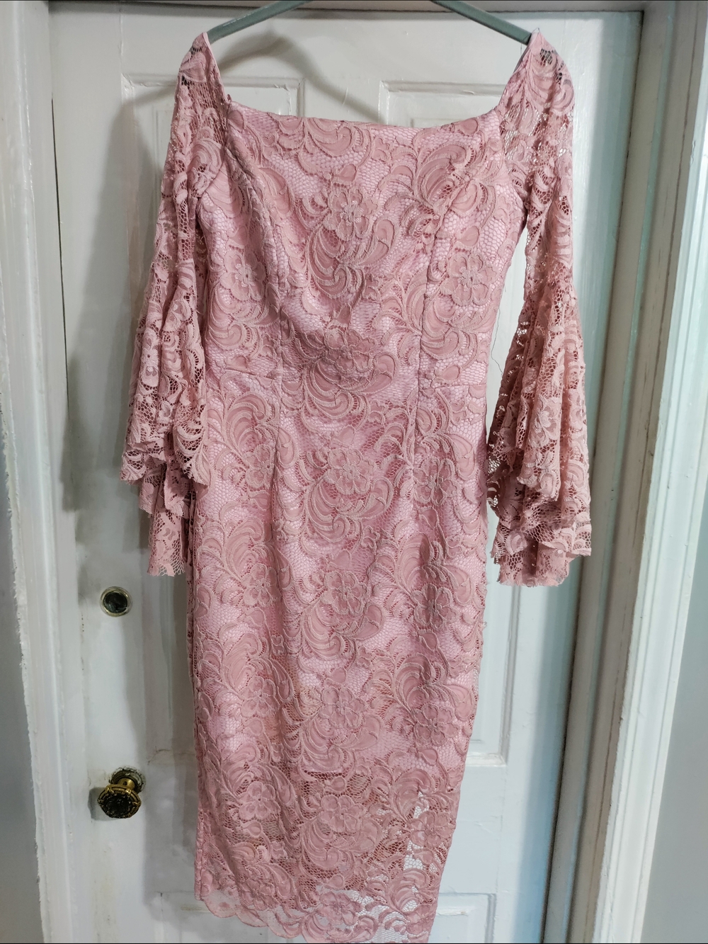 Milly Dusty Pink Lace Off-Shoulder Midi Dress Sz 6